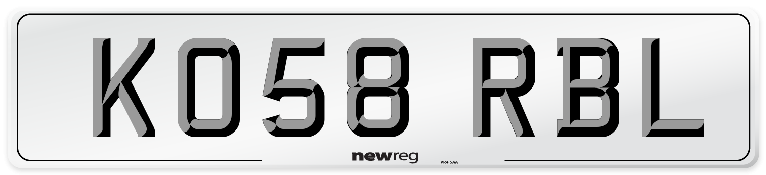 KO58 RBL Number Plate from New Reg